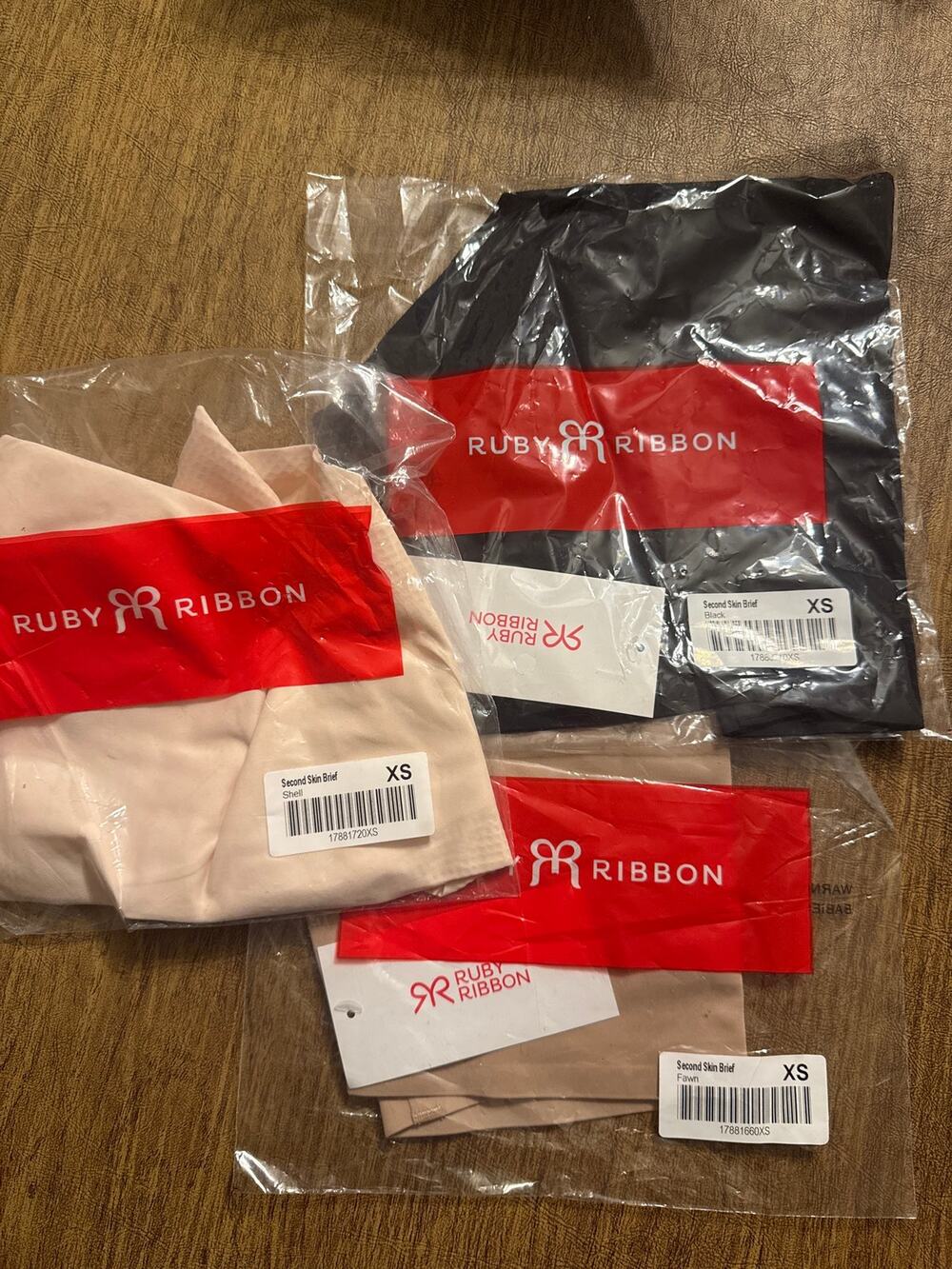 NWT Ruby Ribbon 3 Pack Shapewear Briefs Panties Blush Nude Black Sz XS